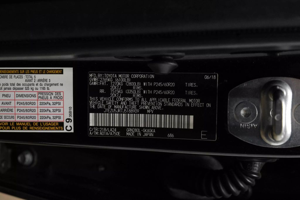 2018 TOYOTA 4RUNNER SUV V6, 4.0 LITER LIMITED SPORT UTILITY 4D