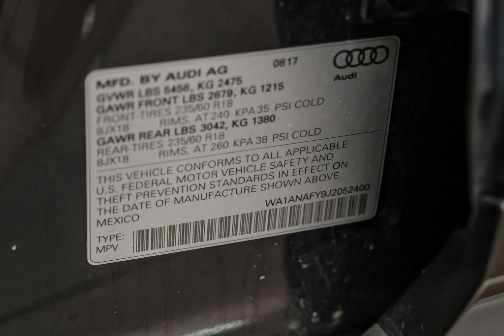 2018 AUDI Q5 SUV 4-CYL, TURBO, 2.0 LITER PREMIUM SPORT UTILITY 4D