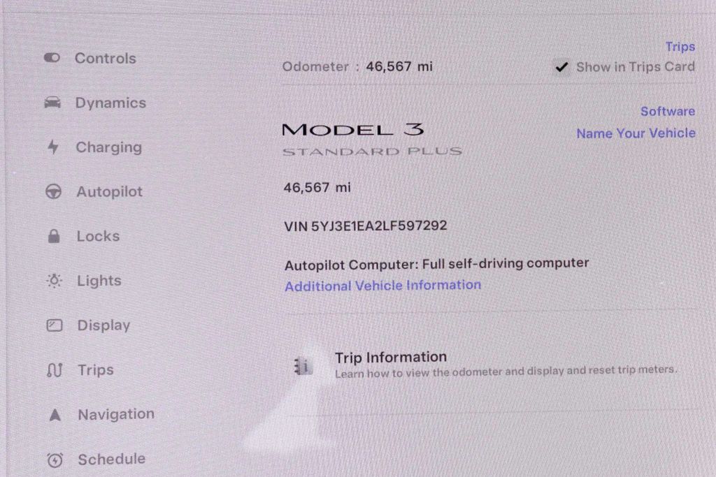 2020 TESLA MODEL 3 SEDAN AC ELECTRIC MOTOR STANDARD RANGE PLUS SEDAN 4D