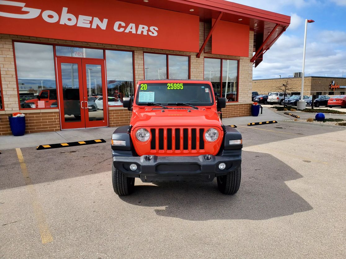 Used 2020 Jeep Wrangler Sport S with VIN 1C4GJXAG9LW180953 for sale in Middleton, WI