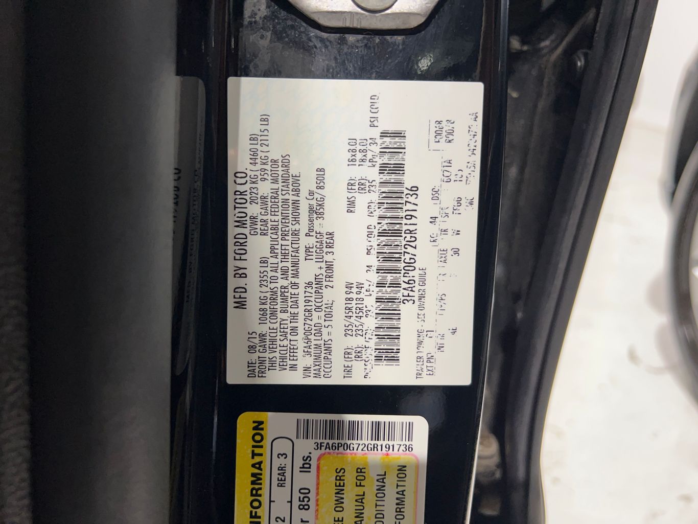 2016 FORD FUSION SEDAN 4-CYL, 2.5 LITER S SEDAN 4D