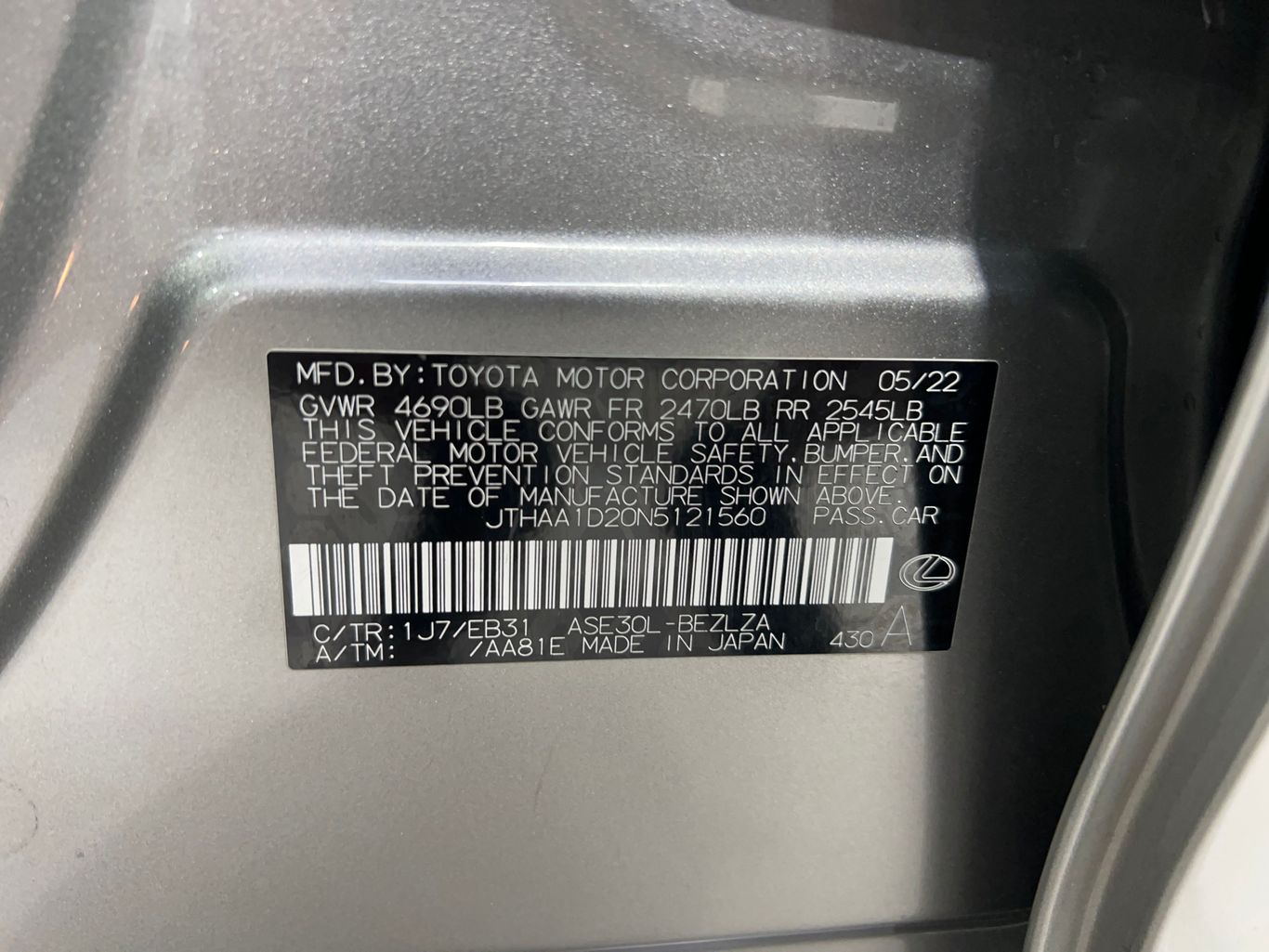 2022 LEXUS IS SEDAN 4-CYL, TURBO, 2.0 LITER IS 300 SEDAN 4D