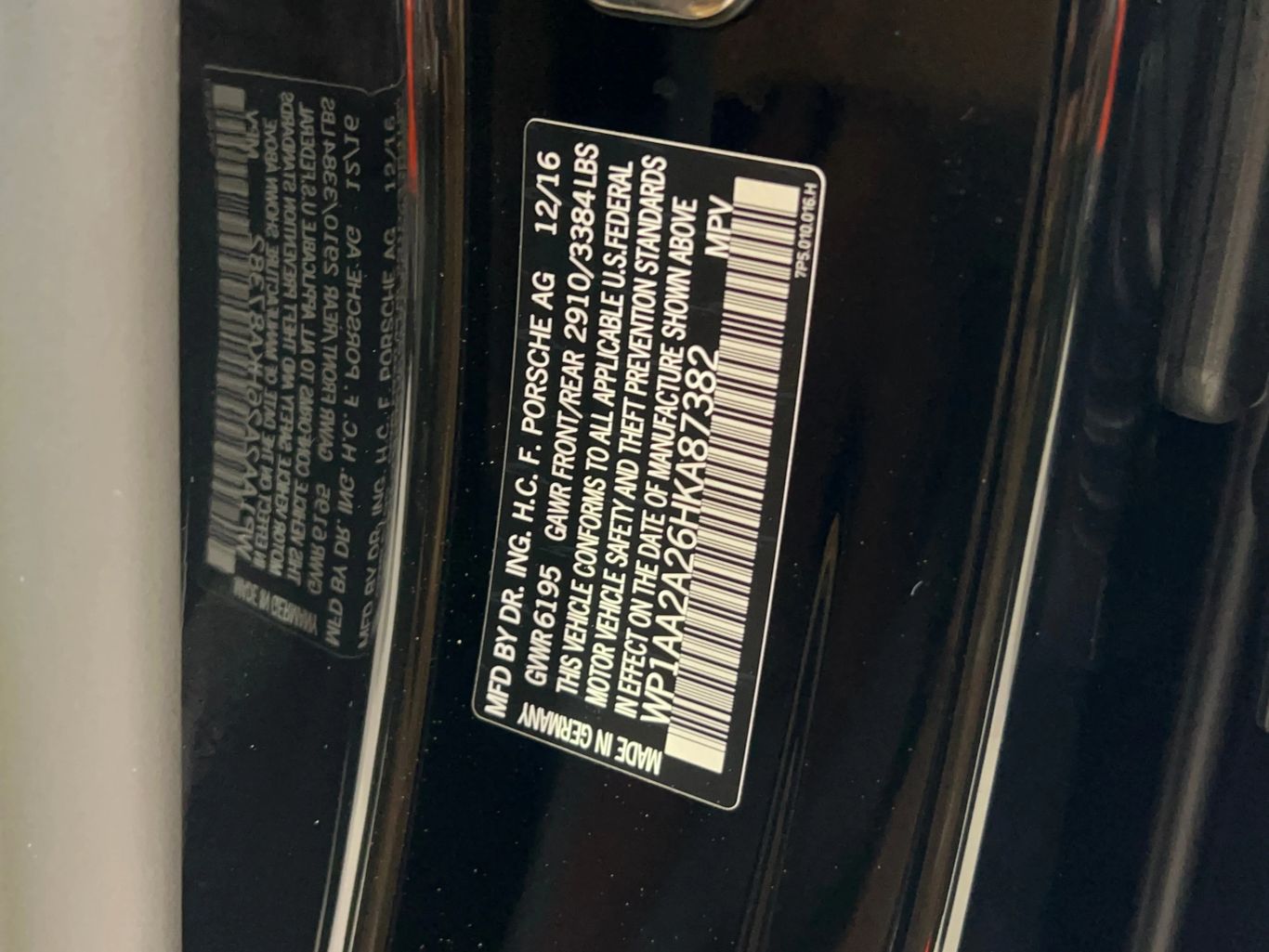 2017 PORSCHE CAYENNE SUV V6, 3.6 LITER SPORT UTILITY 4D