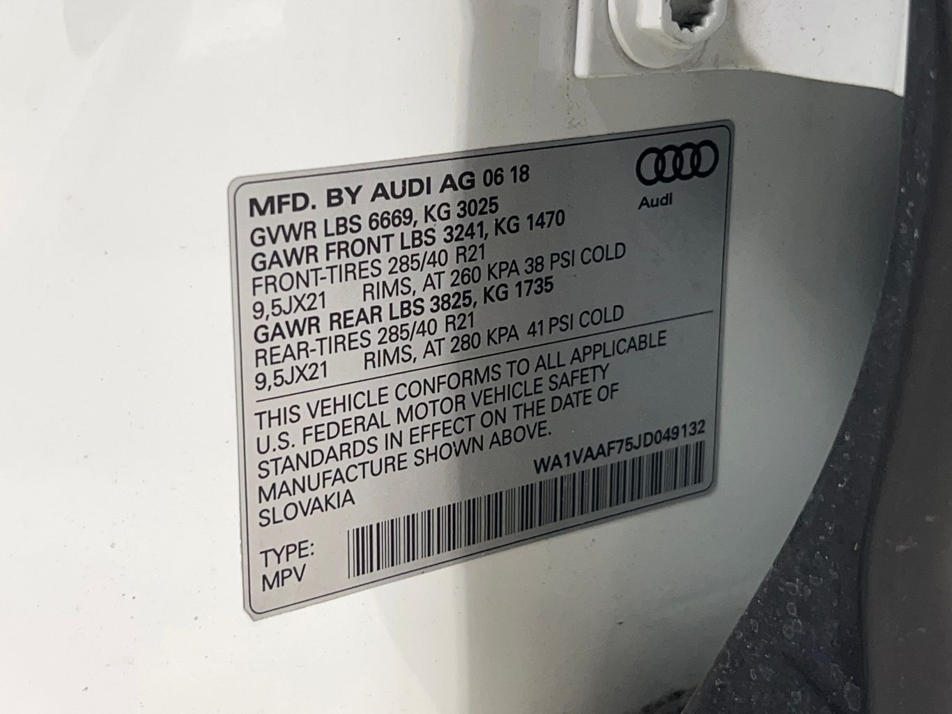 2018 AUDI Q7 SUV V6, SPRCHRGD, 3.0L 3.0T PRESTIGE SPORT UTILITY 4D