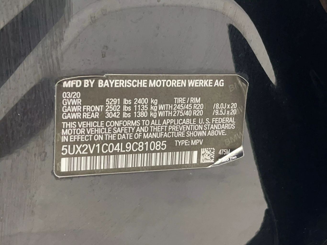 2020 BMW X4 SUV 4-CYL, TURBO, 2.0 LITER XDRIVE30I SPORT UTILITY 4D