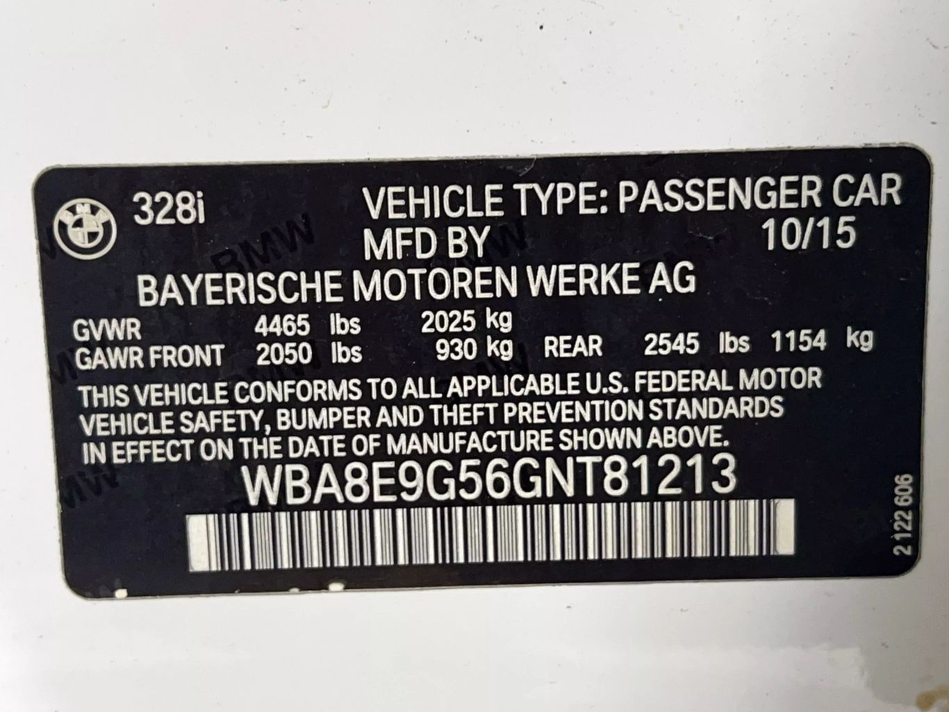 2016 BMW 3 SERIES SEDAN 4-CYL, SULEV, TURBO, 2.0L 328I SEDAN 4D