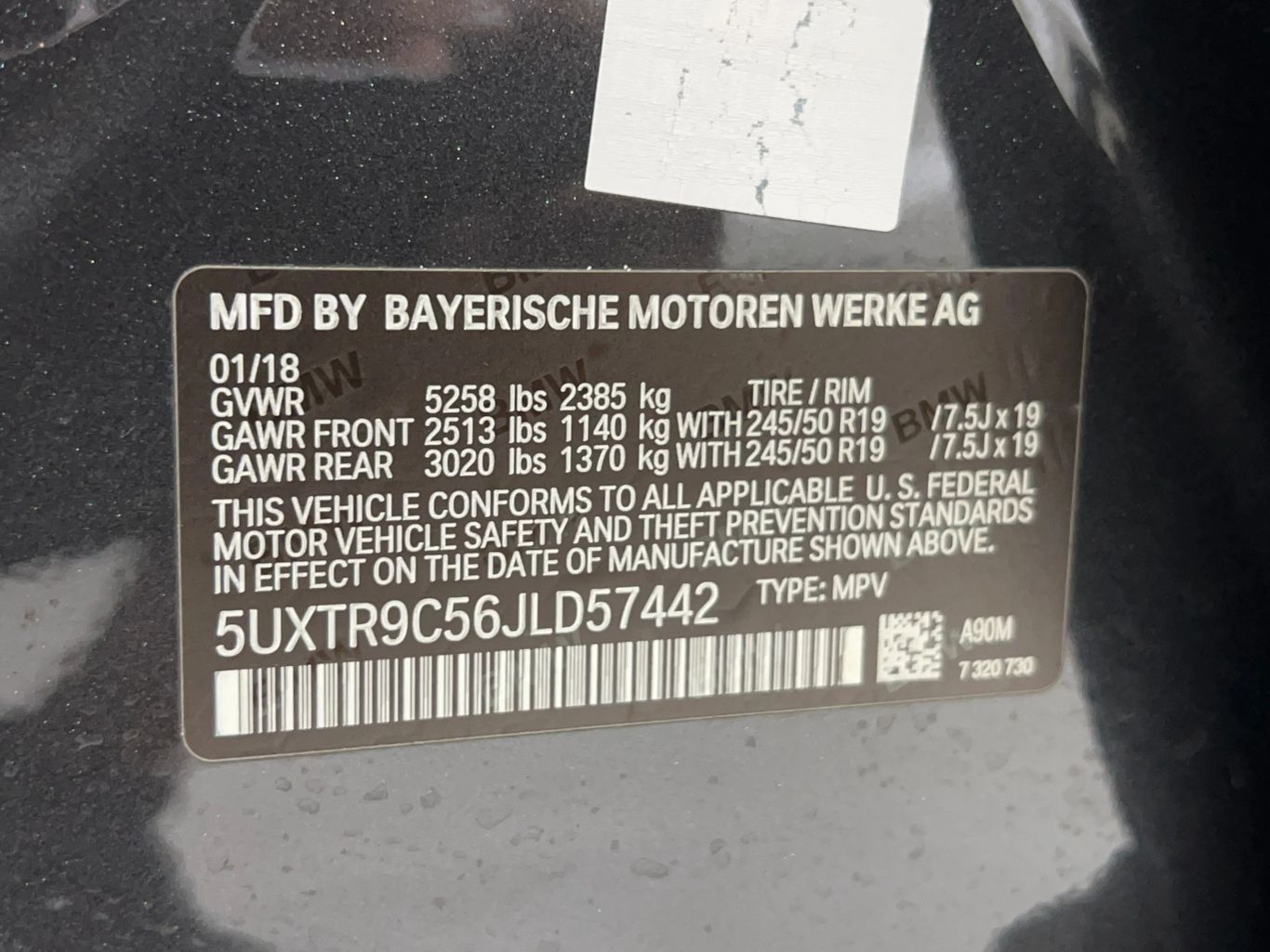 2018 BMW X3 SUV 4-CYL, TURBO, 2.0 LITER XDRIVE30I SPORT UTILITY 4D