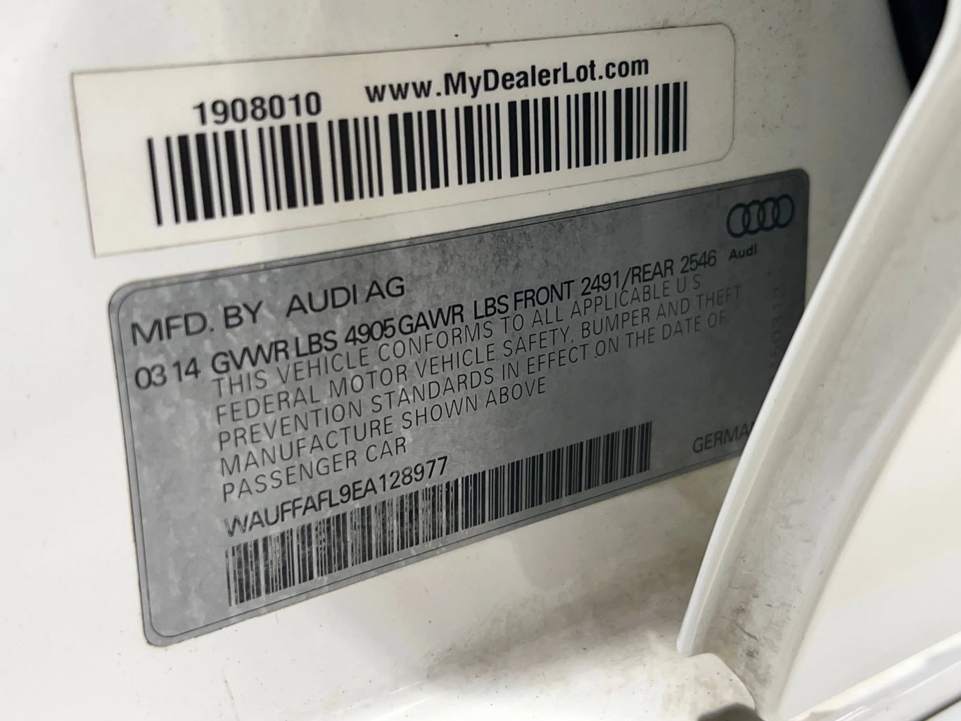 2014 AUDI A4 SEDAN 4-CYL, TURBO, 2.0 LITER PREMIUM PLUS SEDAN 4D