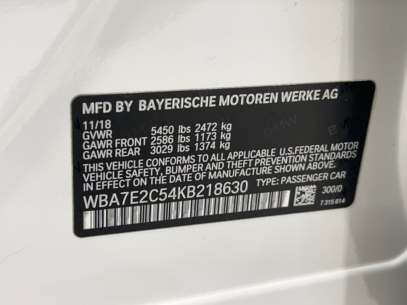 2019 BMW 7 SERIES SEDAN 6-CYL, TURBO, 3.0 LITER 740I SEDAN 4D