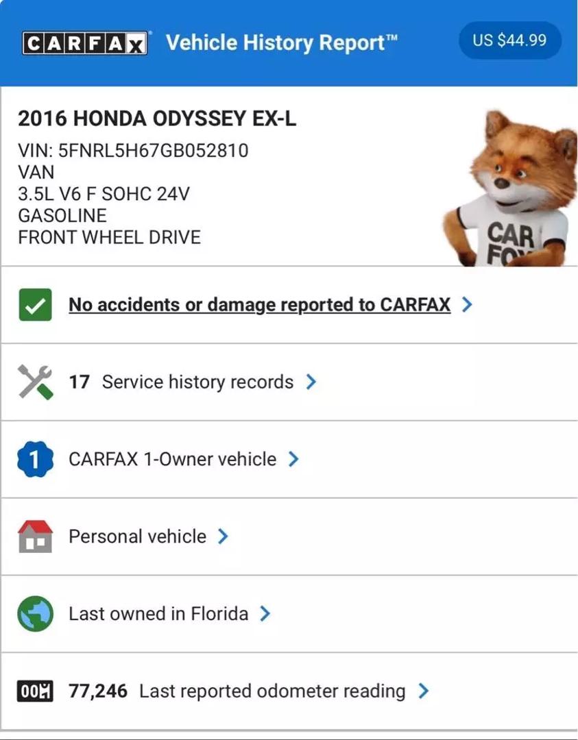 2016 Honda Odyssey EX-L photo 23