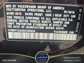 2016 VOLKSWAGEN PASSAT SEDAN 4-CYL, TURBO, 1.8 LITER 1.8T SE SEDAN 4D