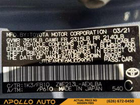 2021 TOYOTA COROLLA HYBRID SEDAN 4-CYL, HYBRID, 1.8 LITER LE SEDAN 4D