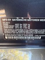 2012 BMW 3 SERIES SEDAN 4-CYL, TURBO, 2.0 LITER 328I SEDAN 4D