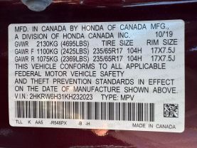 2019 HONDA CR-V SUV 4-CYL, I-VTEC, 2.4 LITER LX SPORT UTILITY 4D