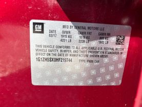 2017 CHEVROLET MALIBU SEDAN 4-CYL, TURBO, 2.0 LITER PREMIER SEDAN 4D at T&T Repairables - used car dealership in Spencer, Indiana.