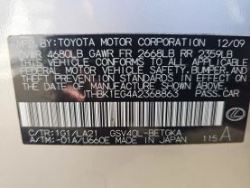 2010 LEXUS ES SEDAN V6, 3.5 LITER ES 350 SEDAN 4D