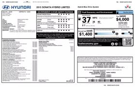 2015 HYUNDAI SONATA SEDAN 4-CYL, HYBRID, 2.4 LITER HYBRID SEDAN 4D