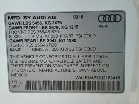 2018 AUDI Q5 SUV 4-CYL, TURBO, 2.0 LITER PREMIUM PLUS SPORT UTILITY 4D