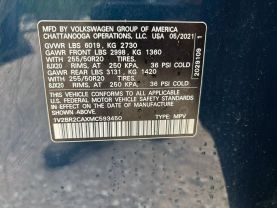 2021 VOLKSWAGEN ATLAS SUV V6, 3.6 LITER SEL 4MOTION (2021.5) SPORT UTILITY 4D at T&T Repairables - used car dealership in Spencer, Indiana.