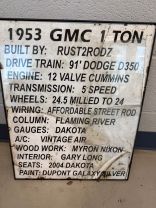 1953 CHEVROLET 1 TON PICKUP 12 VALVE CUMMINS -