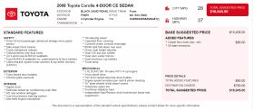2008 TOYOTA COROLLA SEDAN 4-CYL, 1.8 LITER S SEDAN 4D
