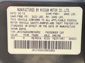 2012 INFINITI G SEDAN V6, 3.7 LITER G37X SEDAN 4D