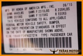 2015 ACURA TLX SEDAN 4-CYL, VTEC, 2.4 LITER 2.4 SEDAN 4D