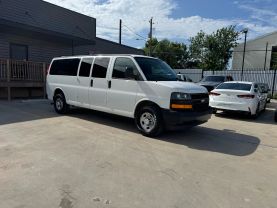 2018 CHEVROLET EXPRESS 3500 PASSENGER PASSENGER V8, FLEX FUEL, 6.0 LITER LS EXTENDED VAN 3D at Motors On Wheels - used car dealership in Houston, Texas.