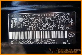 2010 LEXUS LS SEDAN V8, 4.6 LITER LS 460 SEDAN 4D