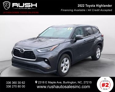 Buy Quality Pre-Owned 2022 TOYOTA HIGHLANDER SUV V6, 3.5 LITER LE SPORT UTILITY 4D - Rush Auto Sales located in Burlington, NC