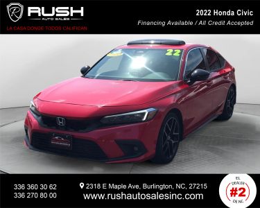 Buy Quality Pre-Owned 2022 HONDA CIVIC HATCHBACK 4-CYL, I-VTEC, TURBO, 1.5 LITER SPORT TOURING HATCHBACK 4D - Rush Auto Sales located in Burlington, NC