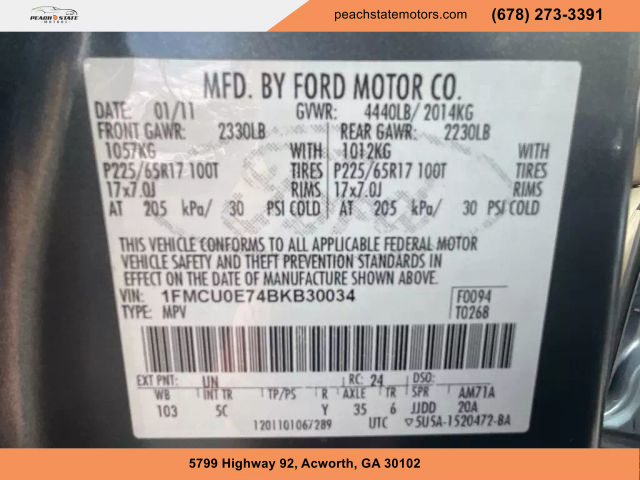 2011 FORD ESCAPE SUV BLUE AUTOMATIC - Peach State Motors