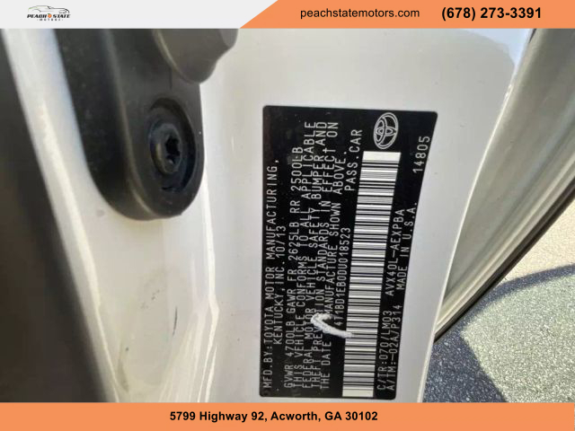 2013 TOYOTA AVALON SEDAN WHITE AUTOMATIC - Peach State Motors