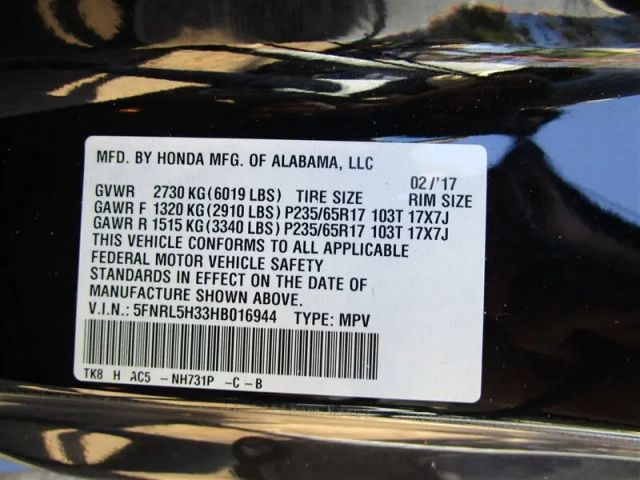 2017 HONDA ODYSSEY SE MINIVAN 4D