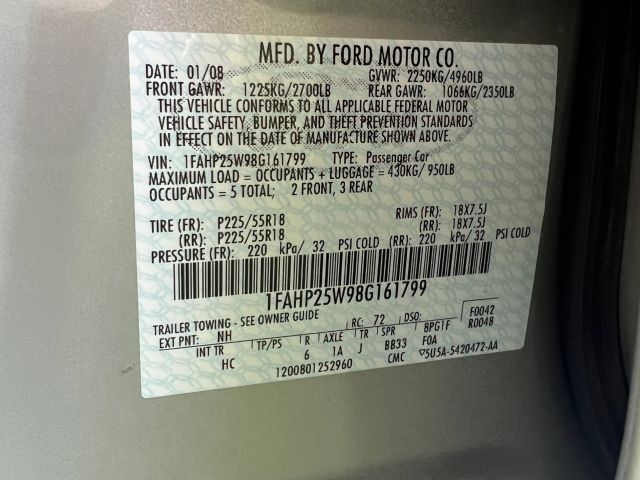 2008 FORD TAURUS LIMITED SEDAN 4D
