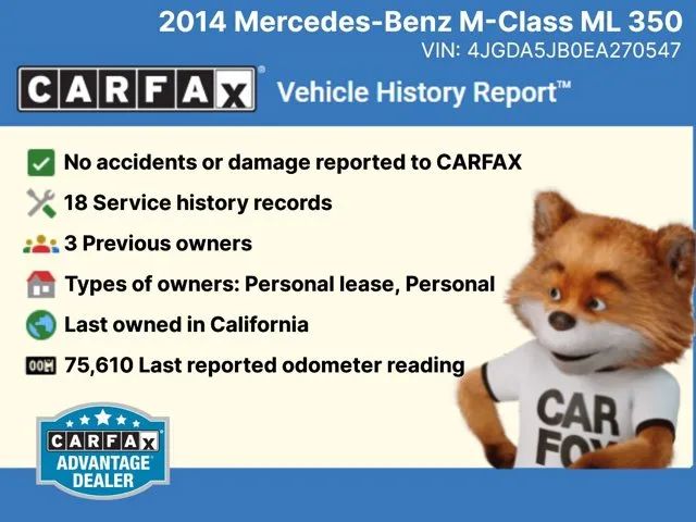 2014 MERCEDES-BENZ M-CLASS ML 350 SPORT UTILITY 4D
