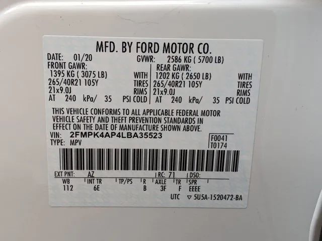 2020 FORD EDGE ST SPORT UTILITY 4D