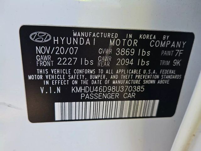 2008 HYUNDAI ELANTRA SEDAN 4-CYL, 2.0 LITER SE SEDAN 4D