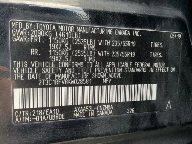 2019 TOYOTA RAV4 SUV BLACK AUTOMATIC - Peach State Motors