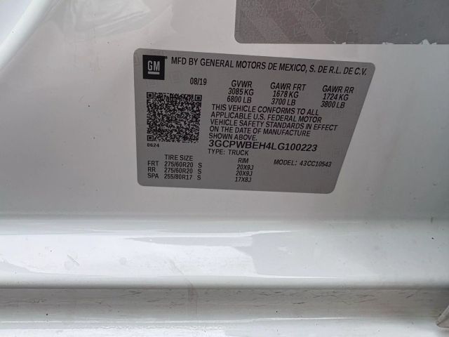 2020 CHEVROLET SILVERADO 1500 CREW CAB PICKUP V6, ECOTEC3, 4.3 LITER CUSTOM PICKUP 4D 5 3/4 FT