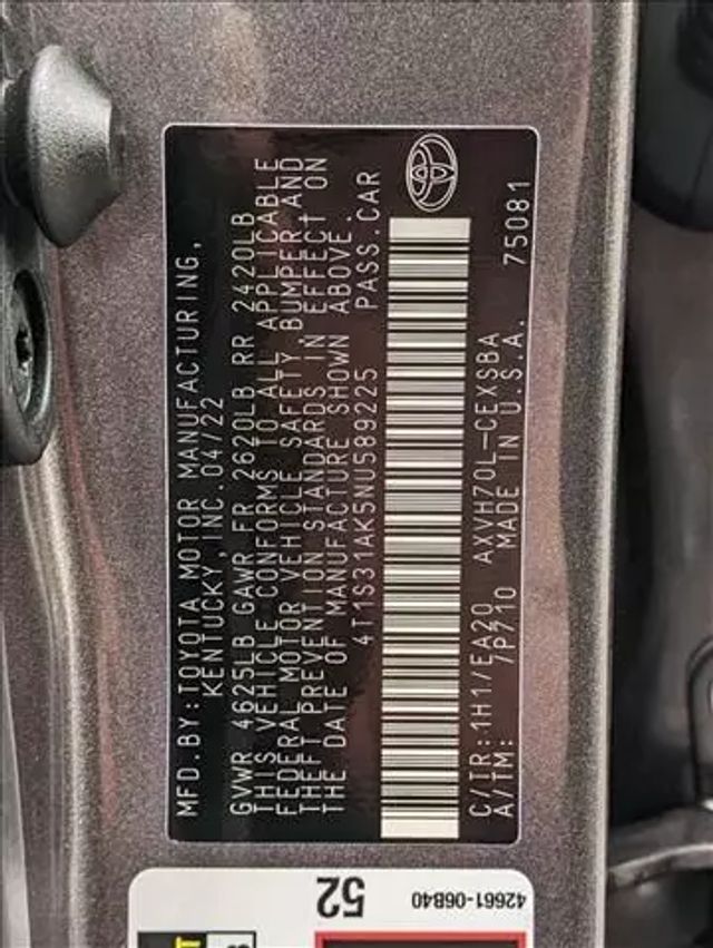 2022 TOYOTA CAMRY HYBRID SE SEDAN 4D