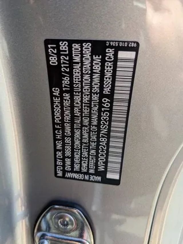 2022 PORSCHE 718 SPYDER CONVERTIBLE 2D